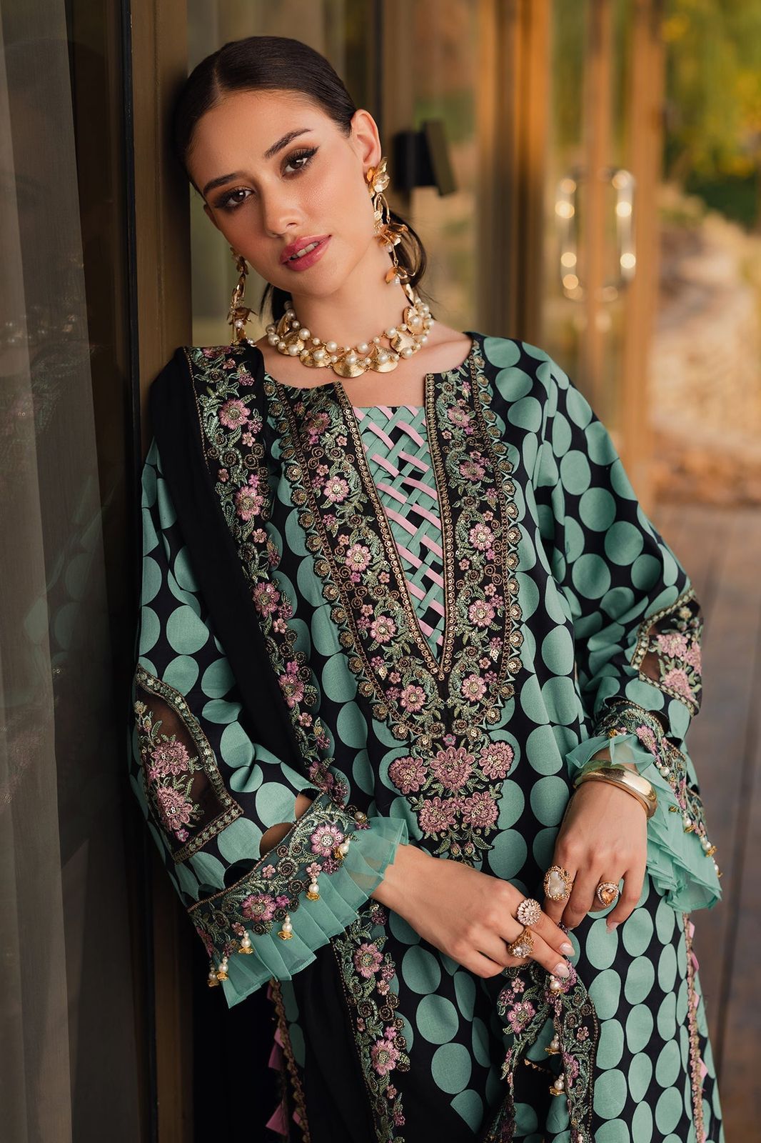 Charizma Qara Festive Lawn Embroidered 3 Piece Unstitched suit with chaffun dupatta