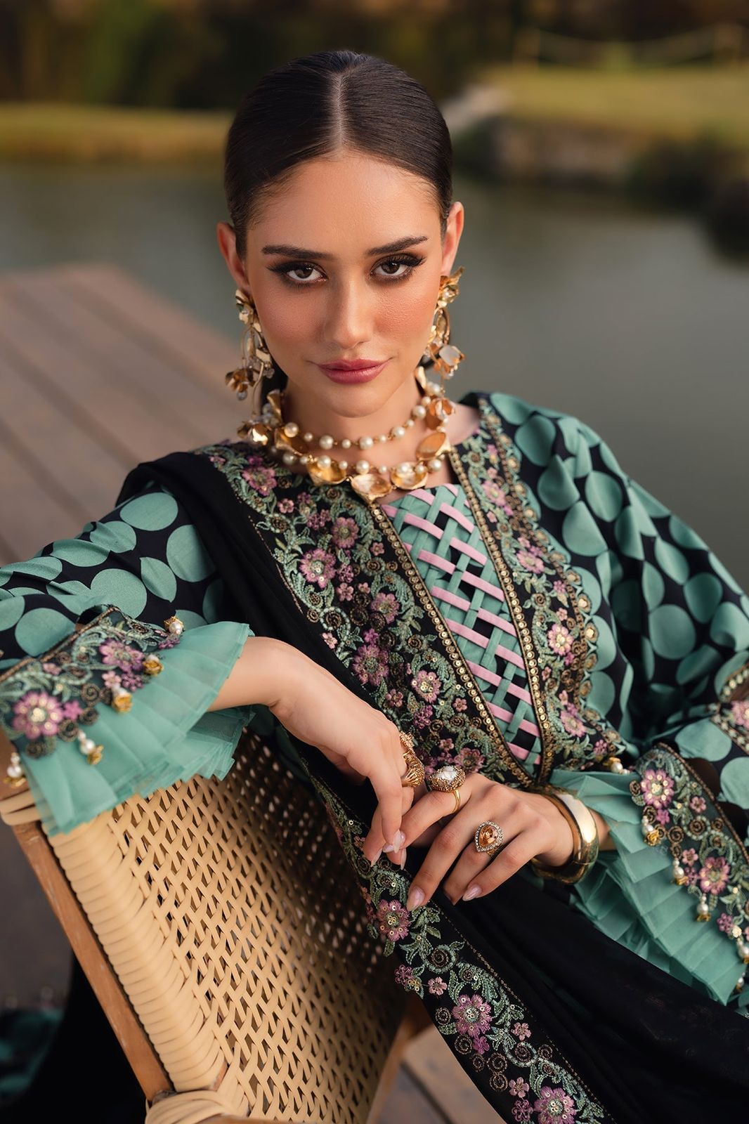Charizma Qara Festive Lawn Embroidered 3 Piece Unstitched suit with chaffun dupatta
