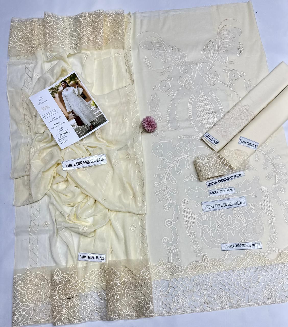 New design - 3 Piece premium embroidered Lawn unstitched suit | Summer collection