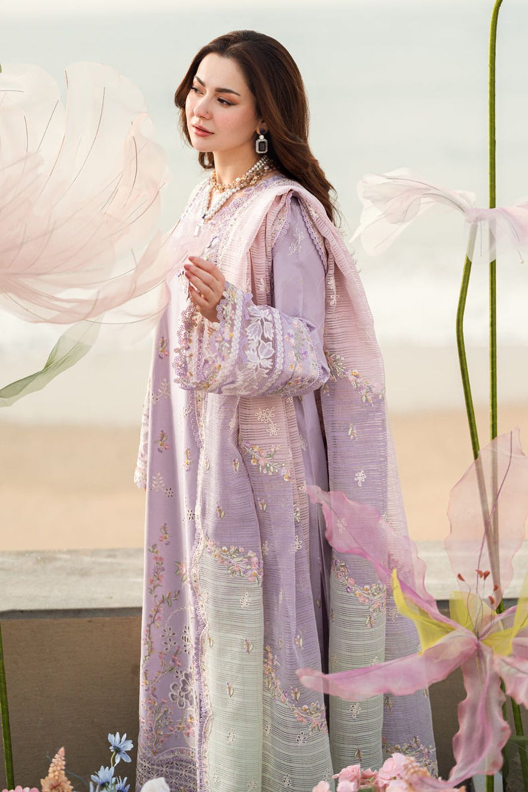 Qalamqar 3 piece 90/70 embroidered Lawn Unstitched suit | Summer Collection