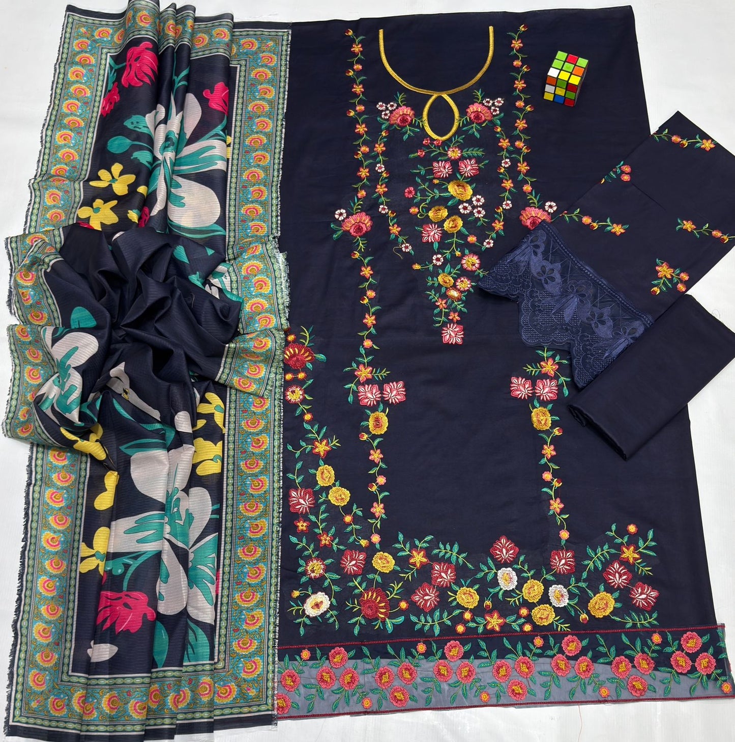 Aneelas - 90/70 Lawn, 3 piece unstitched embroidered suit | Summer Collection