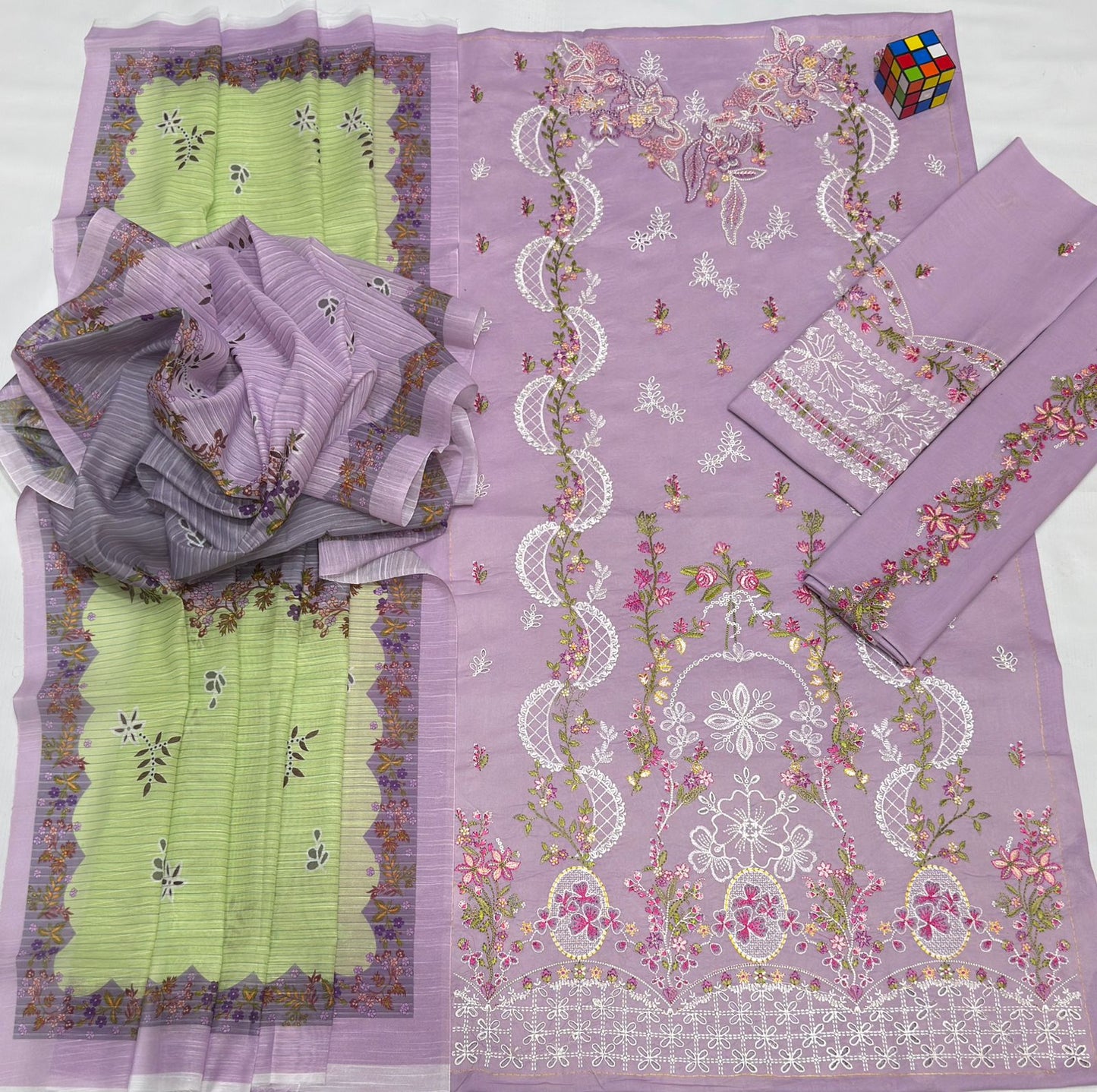 Qalamqar 3 piece 90/70 embroidered Lawn Unstitched suit | Summer Collection