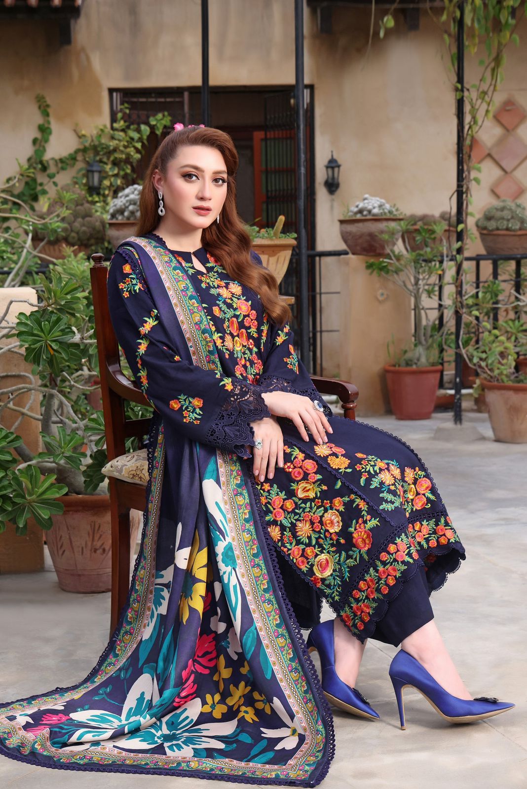 Aneelas - 90/70 Lawn, 3 piece unstitched embroidered suit | Summer Collection