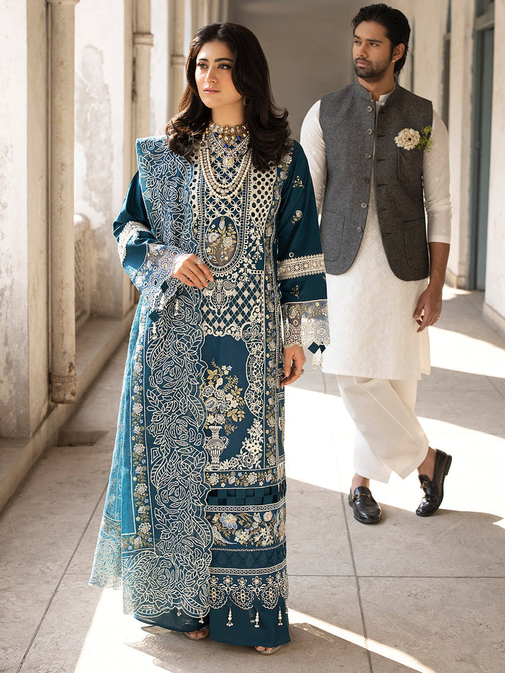 MAHNOOR - 3 piece Lawn embroidered unstitched suit | Summer Collection