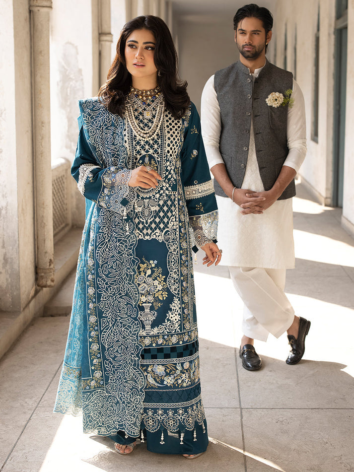 MAHNOOR - 3 piece Lawn embroidered unstitched suit | Summer Collection